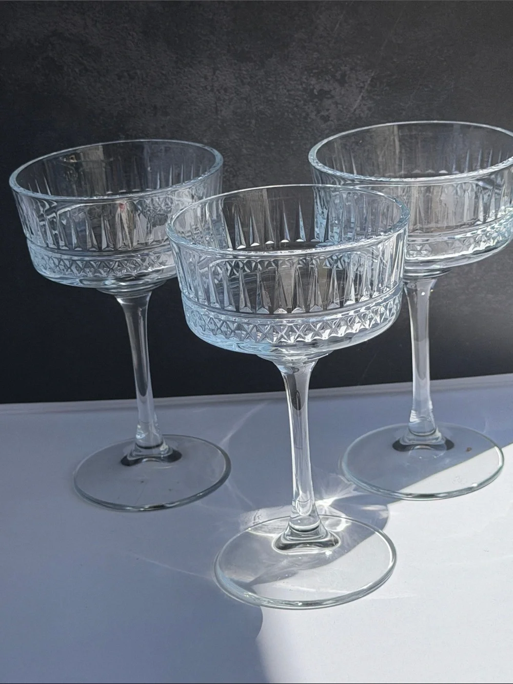 Clear Glass Coupe Dessert & Cocktail Glasses - Set of 3